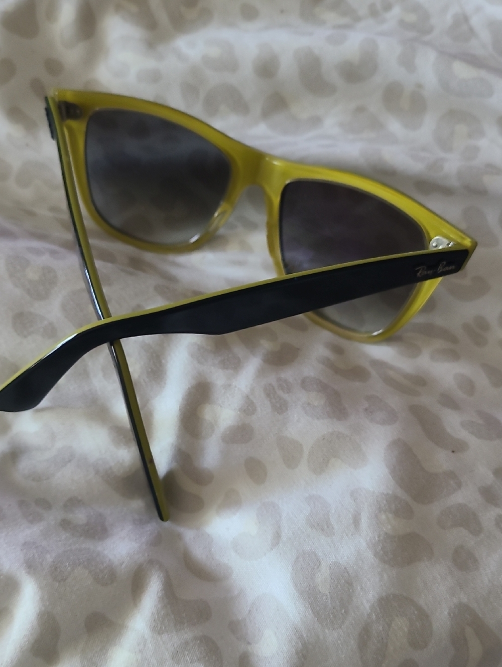 Ray-Ban Yellow Frame Sunglasses with Black Temples